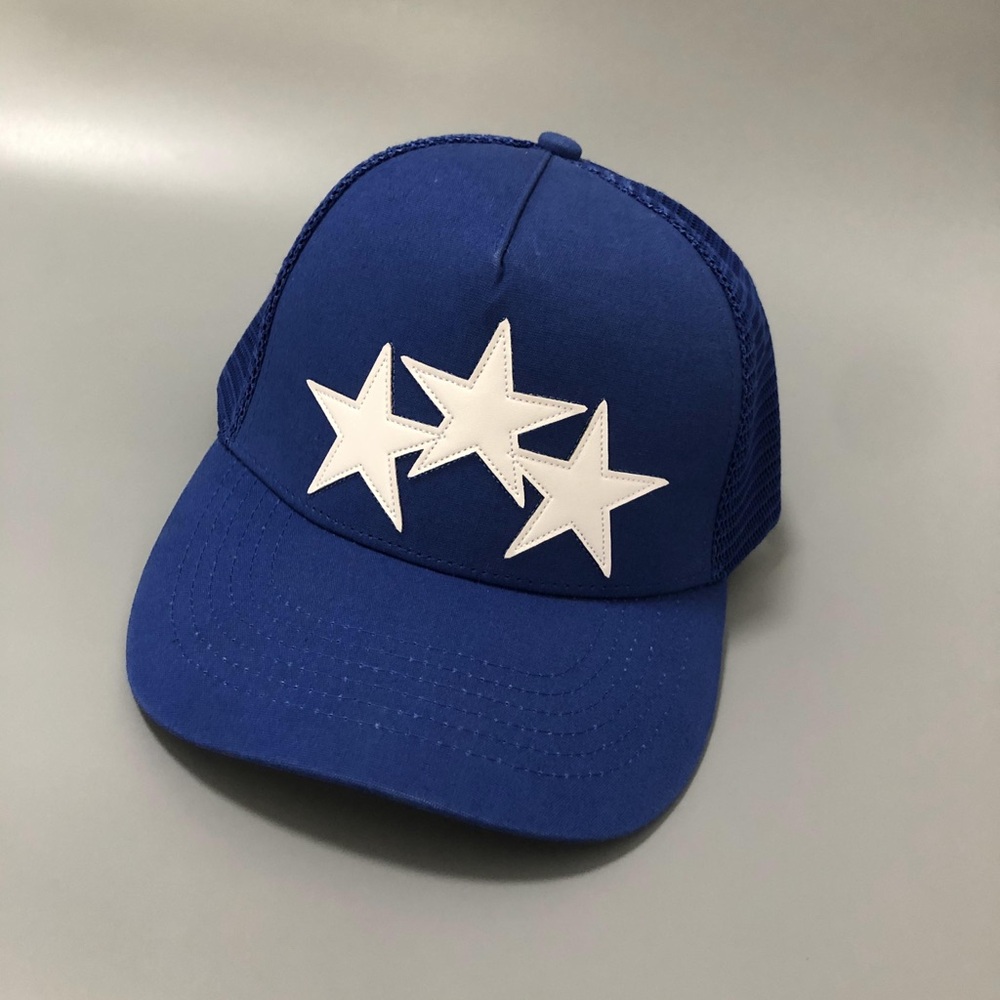 Amiri Blue Trucker Hat with White Star Baseball Cap Women and Men Driver Hats